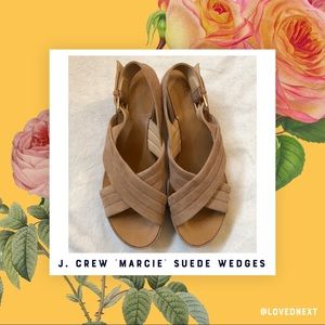J. Crew ‘Marcie’ nude suede platform wedges • Sz 9